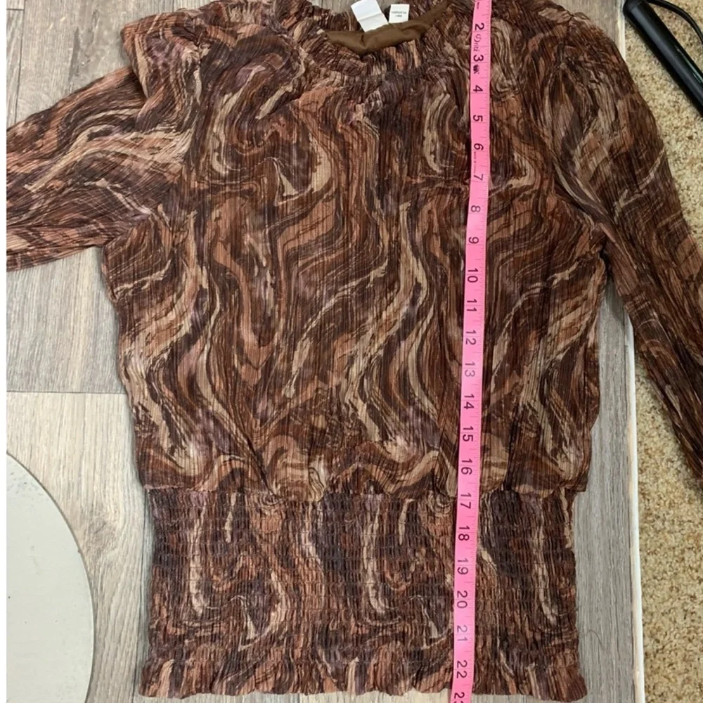 Joie Brocade paisley Smocked Waist long sleeve blouse - Picture 8 of 11